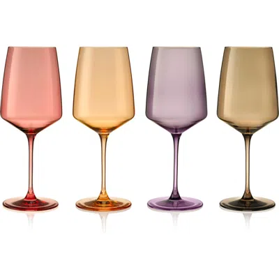 Viski Reserve Nouveau Crystal Wine Glasses Set Of 4 In Multi