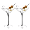 Viski Seneca Crystal Diamond Martini Glasses Set Of 2 In Clear