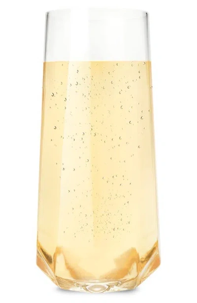 Viski Seneca Crystal Faceted Stemless Champagne Flutes Set Of 2 In Transparent