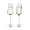 Viski Seneca Crystal Stemmed Champagne Flutes Set Of 2 In Clear