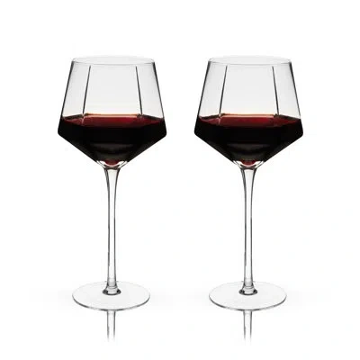Viski Seneca Diamond Crystal Wine Glasses In Clear