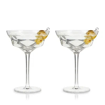 Viski Seneca Faceted Crystal Martini Glasses In Clear