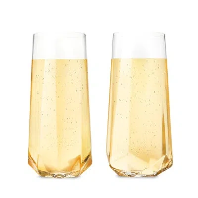 Viski Seneca Faceted Crystal Stemless Champagne Flutes In Clear