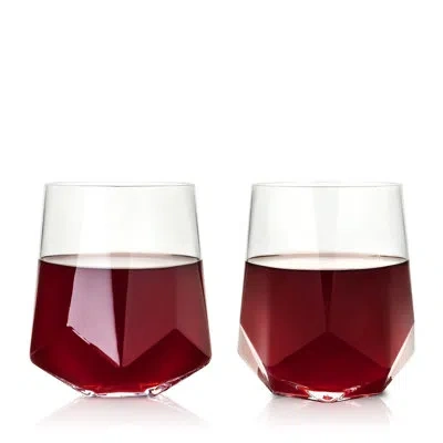 Viski Seneca Faceted Crystal Wine Glasses In Clear