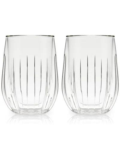 Viski Set Of 2 Double Walled Clear Wine Glasses In Transparent
