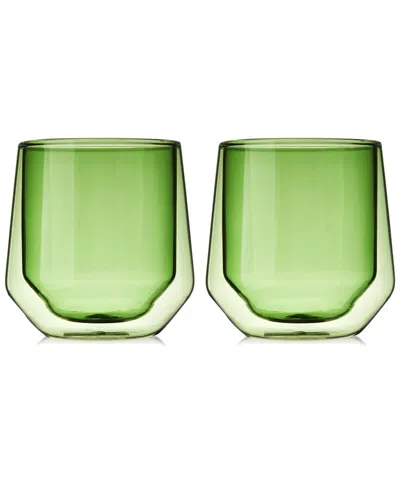 Viski Set Of 2 Double Walled Green Aurora Tumblers