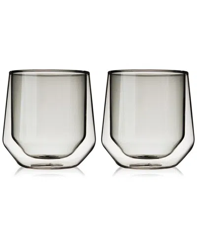Viski Set Of 2 Double Walled Smoke Aurora Tumblers In Gray