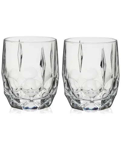 Viski Set Of 2 Reserve Bruno Crystal Cocktail Glasses In Transparent
