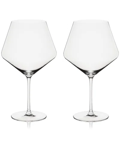 Viski Set Of 2 Reserve Liminal Ultralight Burgundy Glasses In Transparent