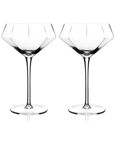 Viski Set Of 2 Seneca Diamond Martini Glasses In Red
