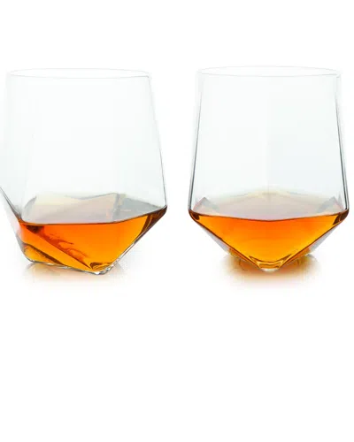 Viski Set Of 2 Seneca Faceted Crystal Tumblers