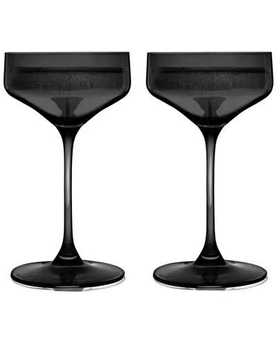 Viski Set Of 2 Smoke Reserve Nouveau Crystal Coupes In Green