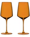 Viski Set Of 4 Amber Reserve Nouveau Crystal Wine Glasses In Orange
