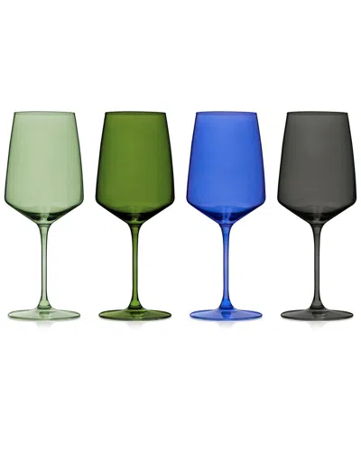 Viski Set Of 4 Seaside Reserve Nouveau Crystal Wine Glasses In Multi