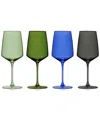 Viski Set Of 4 Seaside Reserve Nouveau Crystal Wine Glasses