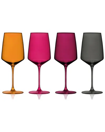 Viski Set Of 4 Sunset Reserve Nouveau Crystal Wine Glasses In Multi
