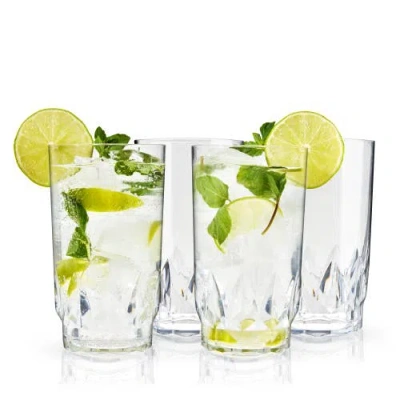 Viski Shatterproof Acrylic Highball Tumblers Set Of 4 In Clear