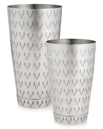 Viski Stainless Shaker Tin Set In Silver