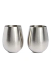 Viski Stainless Steel Set Of 2 Wine Tumblers In Silver