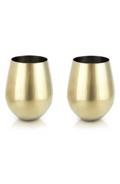 Viski Stemless Wine Glasses Set Of 2 In Gold