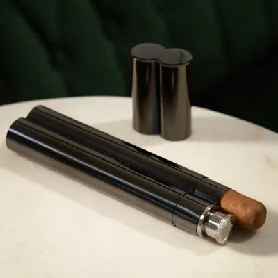 Viski Warren Cigar Holder And Flask In Black