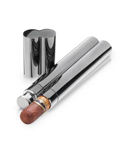 Viski Warren Cigar Holder And Flask In Gunmetal In Silver
