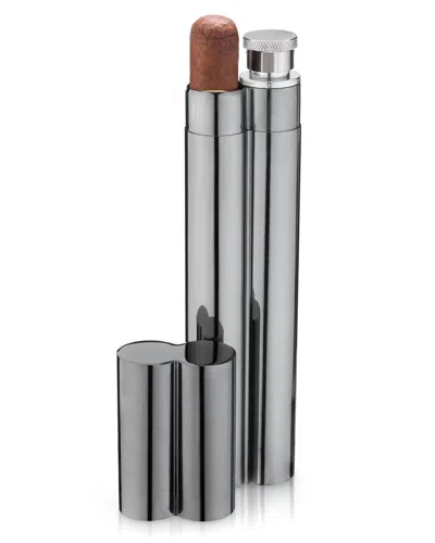 VISKI VISKI WARREN: GUNMETAL CIGAR HOLDER & FLASK