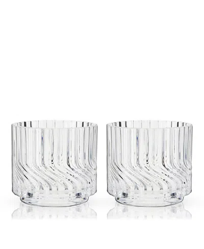 Viski Zephyr Crystal Lowball Tumblers, Set Of 2 In Transparent