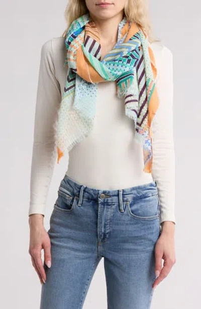 Vismaya Boxed Cotton Scarf In Sky Multi