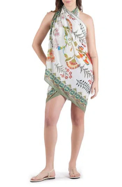 Vismaya Floral Cotton Scarf In White