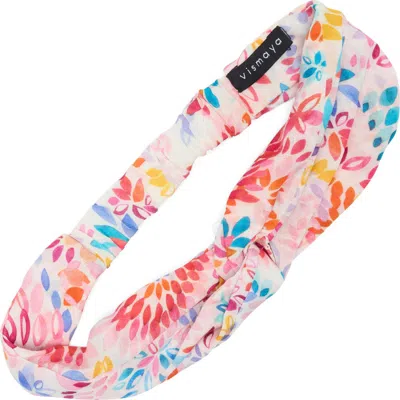 Vismaya Floral Print Headband In Pink Multi
