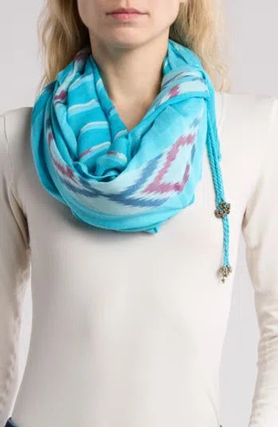 Vismaya Geo Print Scarf In Blue Ikat