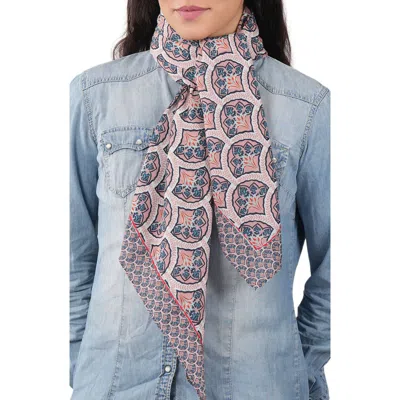 Vismaya Geometric Cotton Scarf In Dusty Pink