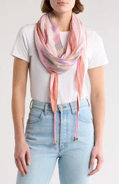 Vismaya Geometric Woven Scarf In Pink