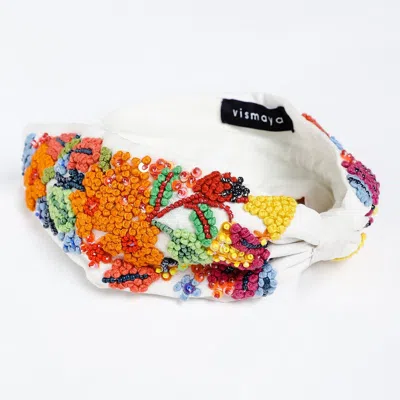 Vismaya Liberty Floral Embroidered Headband In Multi