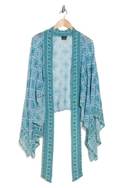 Vismaya Mix Print Woven Ruana In Sky Blue | ModeSens