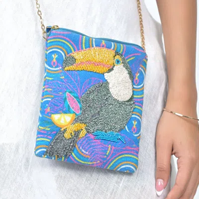 Vismaya Parrot Sling Bag In Blue