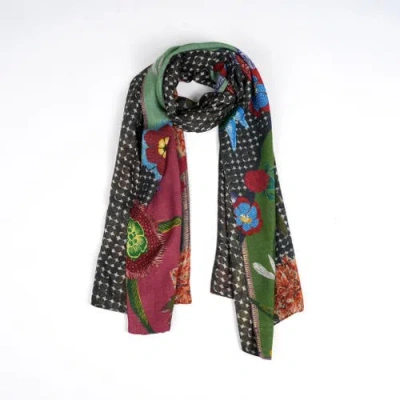 Vismaya Reversible Garden Patchwork Scarf In Multi