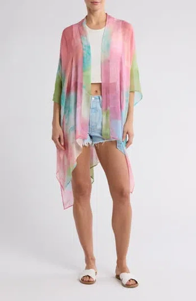 Vismaya Tie Dye Ruana In Pink