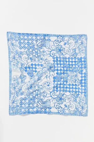 Vismaya Tile Print Scarf In Blue