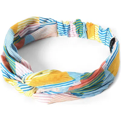 Vismaya Twist Front Headband In Yellow Blue