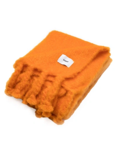 Viso Project Mohair Fringed Blanket In Orange