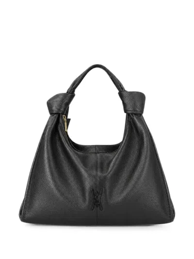 Visonà Alma Knotted Pebbled-texture Handbag In Black