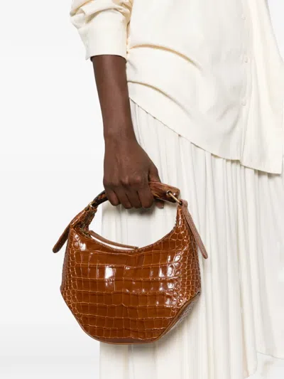 Visonà Ambra Croc-effect Leather Tote Bag In White