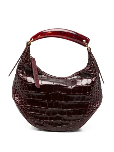 Visonà Ambra Croc-effect Leather Tote Bag In Brown
