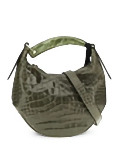 Visonà Bengala Croc-effect Leather Shoulder Bag In Black