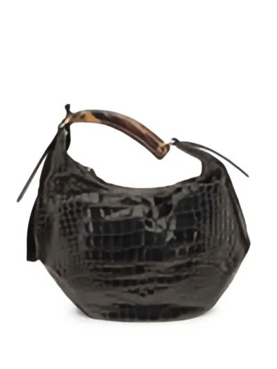 Visonà Bengala Croc-effect Leather Shoulder Bag In Brown