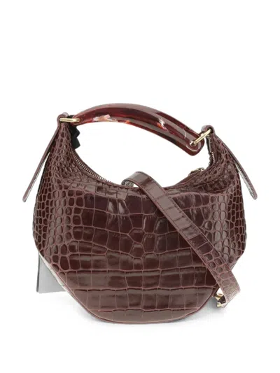 Visonà Bengala Croc-effect Shoulder Bag In Brown