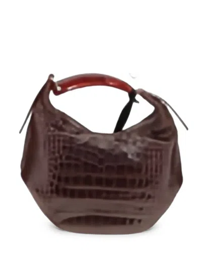 Visonà Bengala Croc-effect Shoulder Bag In Brown