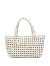 Visonà Borsa Regina In Pelle Intrecciata Bianca Visona In White
